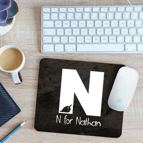 Personalised Alphabet with Picture - N Mouse Mat Pad 24cm x 19cm