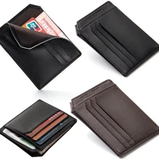 RFID Blocking Men's Slim Wallet Leather Credit Card Slots Holder Front Pocket US
