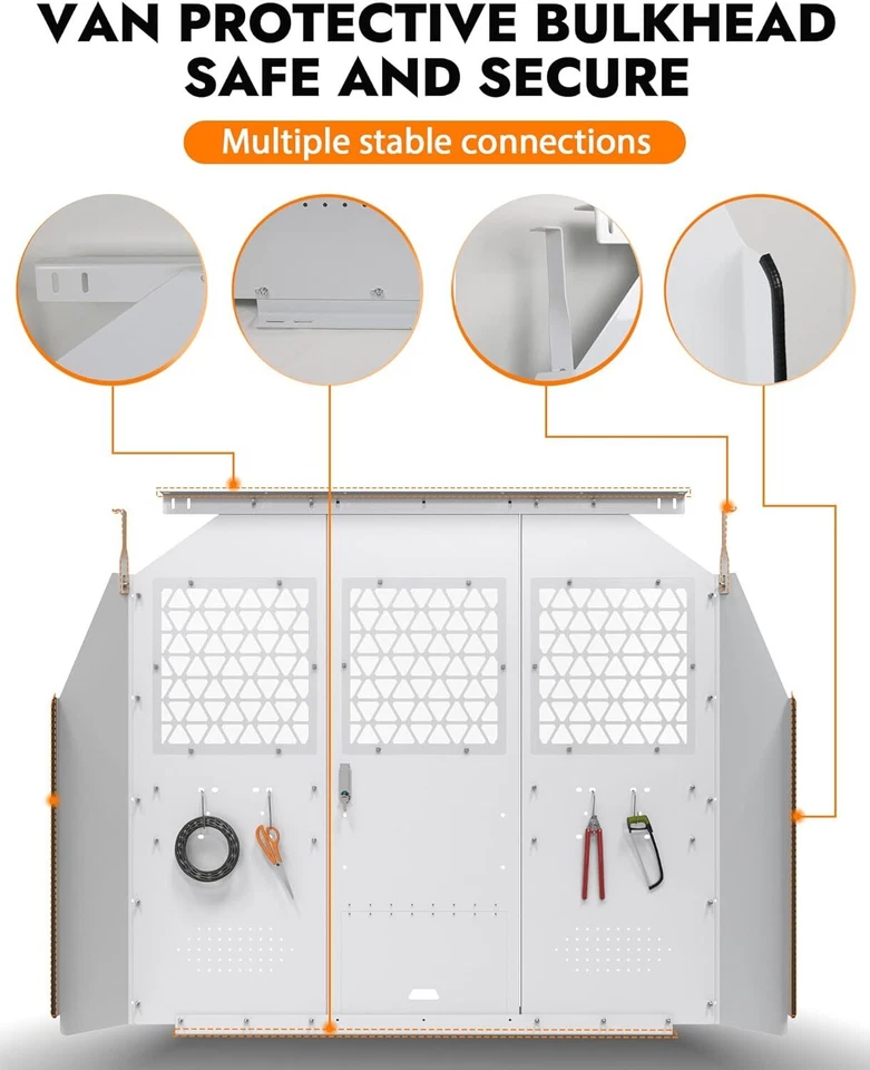 Van Safety Partition,Bulkhead 适用于 GMC Savana,Chevy Express 1996 - 2025 带锁 — 第 2/4 张图片