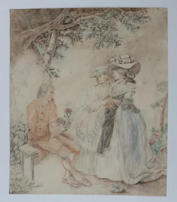 DESSIN XVIIIème LA LECON DE BOTANIQUE - Photo 1/4