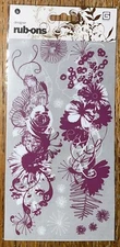 Vintage Basic Grey Designer Rub-Ons Transfers ~ Purple & White Flowers Scrapbook
