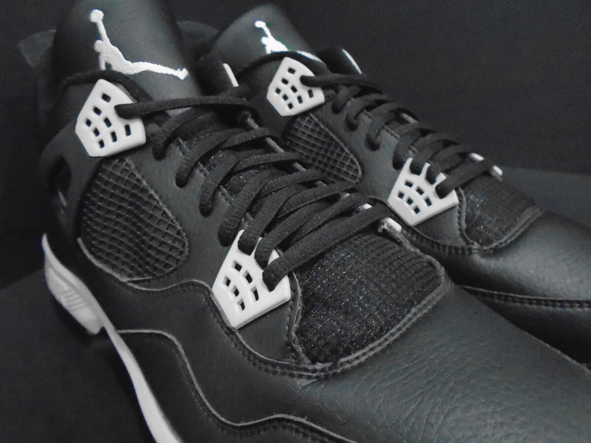NIKE AIR JORDAN IV 4 RETRO METAL BASEBALL CLEATS OREO BLACK NIKE AIR JORDAN IV 4 RETRO METAL BASEBALL CLEATS OREO BLACK