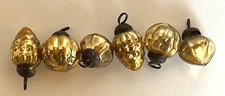 Creative Co-Op 6 Gold Vintage Look Mercury Glass Ornaments 1" - 1 1/2"