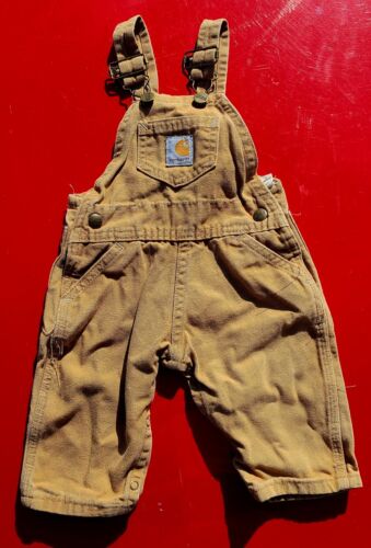 CARHARTT Baby's canvas bib overalls 6 months Y35 USA - Picture 1 of 5