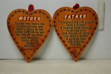 wood cedar wall plaques Mother & Father heart shaped