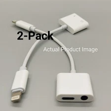 2-Pack 2 in 1 Dual Adapter 3.5mm Headphone&Charger For iPhone 8 X XS XR 11 12 13