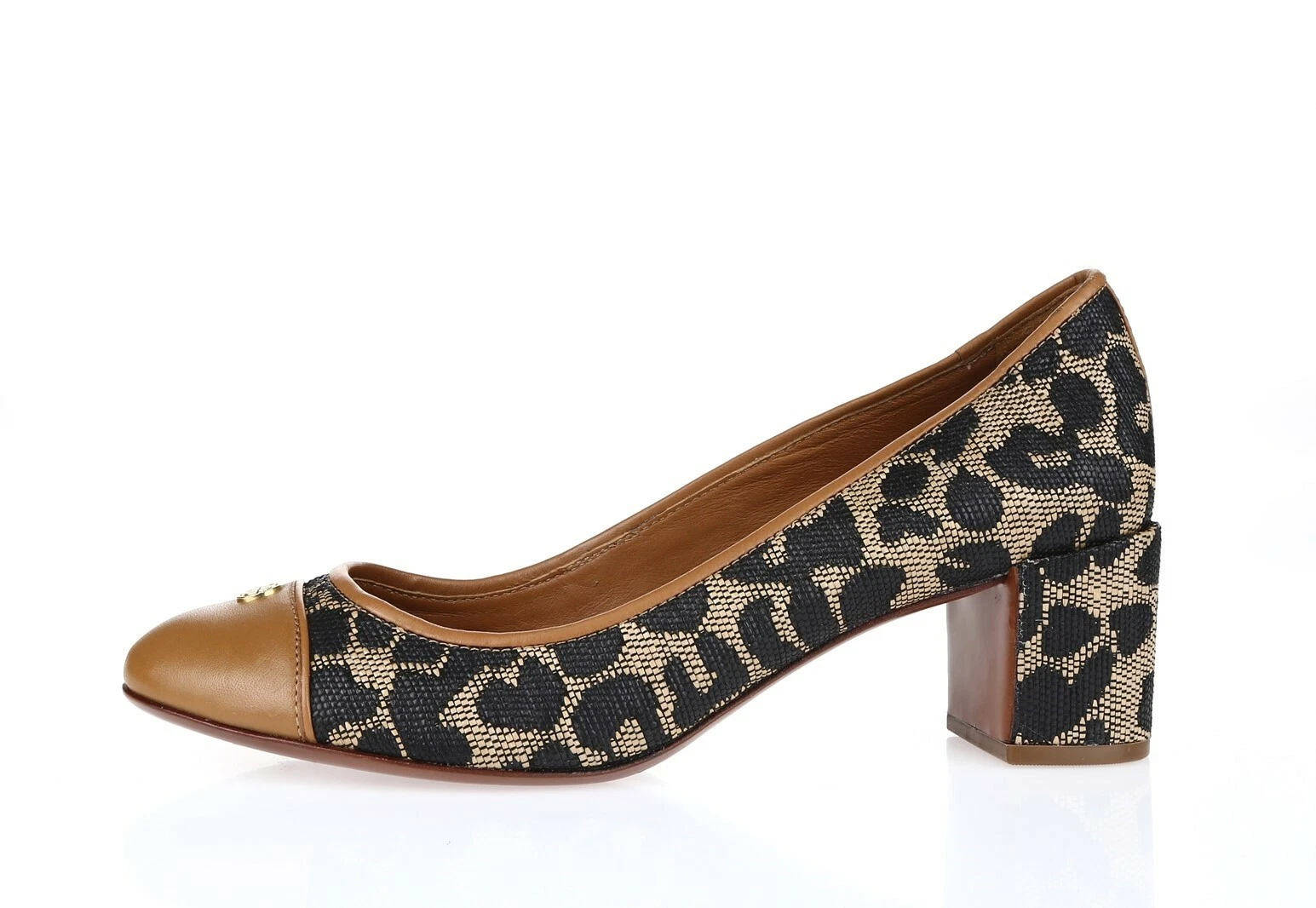 TORY BURCH 211322 decolte con tacco in pelle tessuto stampa leopardata tg. 6 5 M NUOVO!