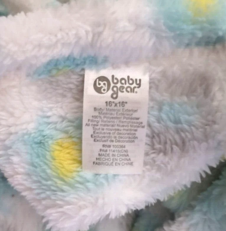 Manta de seguridad Baby Gear nueva con etiquetas gris aguamarina elefante Lovey suave polar blanco azul Foto 3 de 3