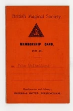 John Mulholland 1927 British Magical Society Membership Card UK Magician Magic 