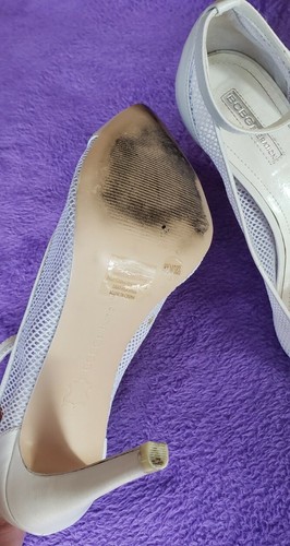 White leather and Mesh High Heels Mary Jane Size 38.5 or 8 M - Picture 3 of 7