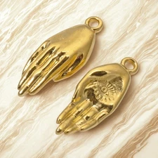 Evil Eye Hand Charms, 2-Pack 24k Gold Plated Protection Symbol, Spiritual DIY