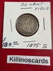 1875 s Twenty Cent Piece 20c BOLD RIMS FINE eye appeal