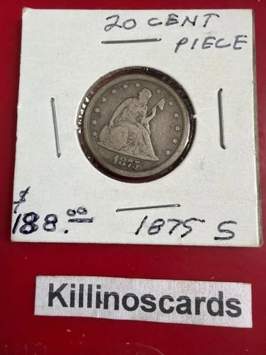 1875 s Twenty Cent Piece 20c BOLD RIMS FINE eye appeal