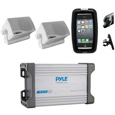 Marine Boat Offroad Bike Use iPod MP3 Input Amplifier, 2 Box Speakers Phone Case