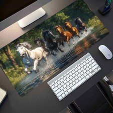 1 Extra-Large Gaming Mouse Pad with Dynamic Galloping Horses Design, Non-Slip W