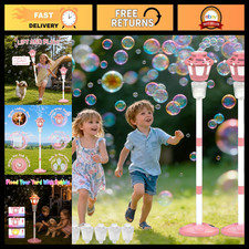2 Pack Automatic Bubble Machine for Kids, Rechargeable, Adjustable Height, Outdo