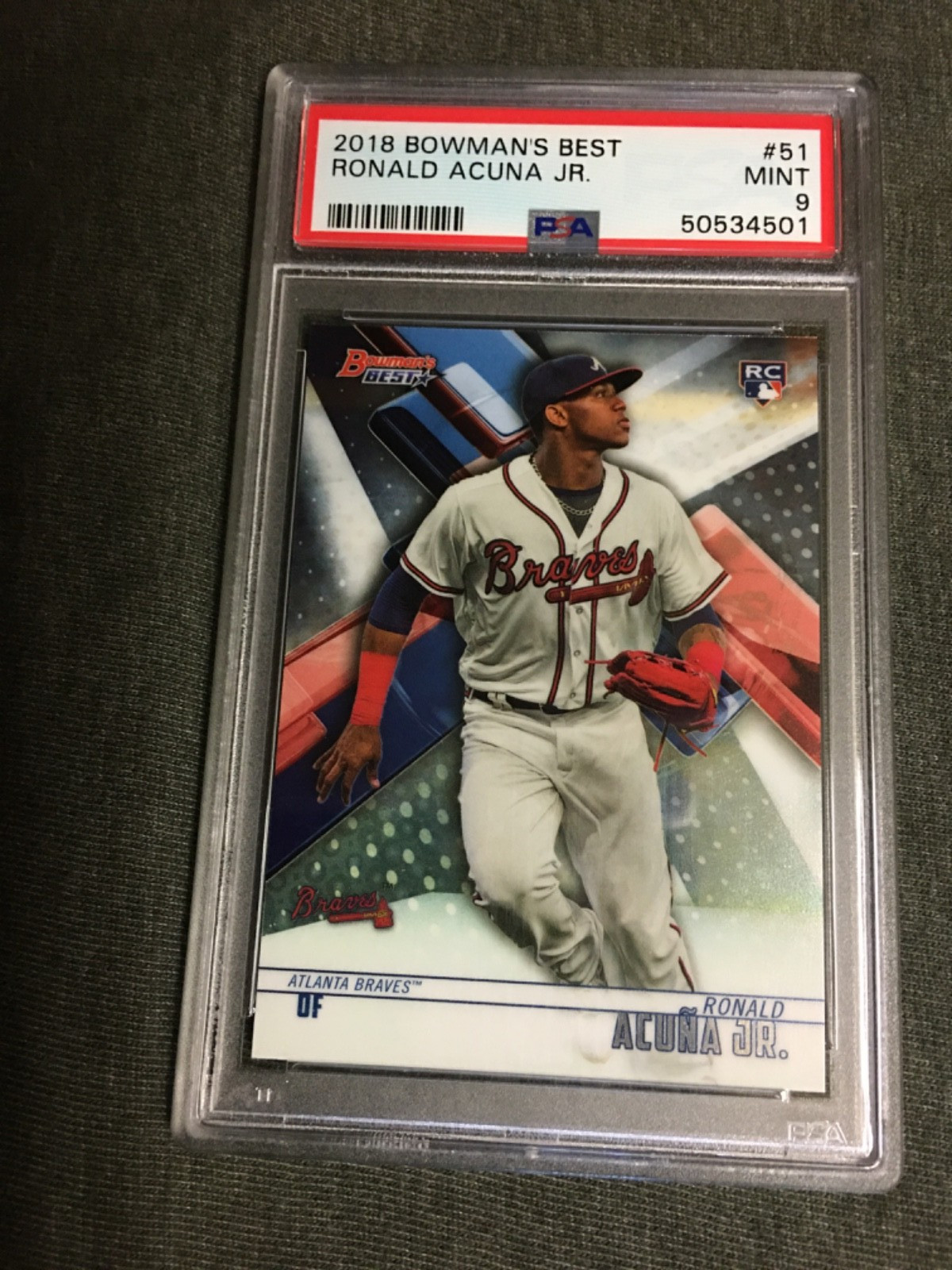 2018 Bowman's Best RC #51 Ronald Acuna Jr. PSA 9 view 1