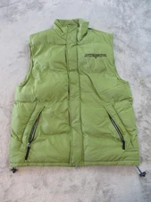 Cowboy Hardware Vest Mens Small Green Puffer Quilted Fleece Lined Zip Pockets
