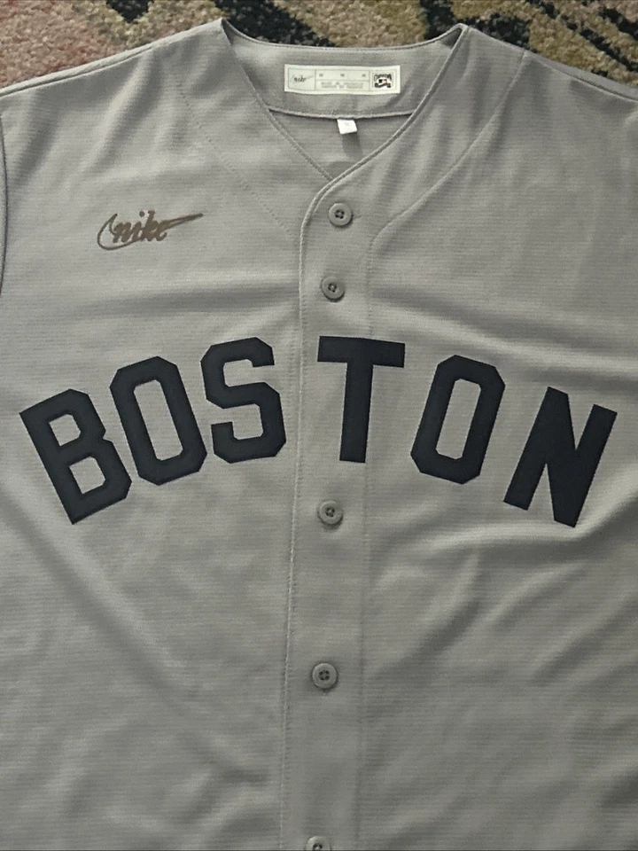 耐克波士顿红袜队灰色球衣 #9 Ted Williams 男式 M 码罕见 Cooperstown — 第 2/4 张图片