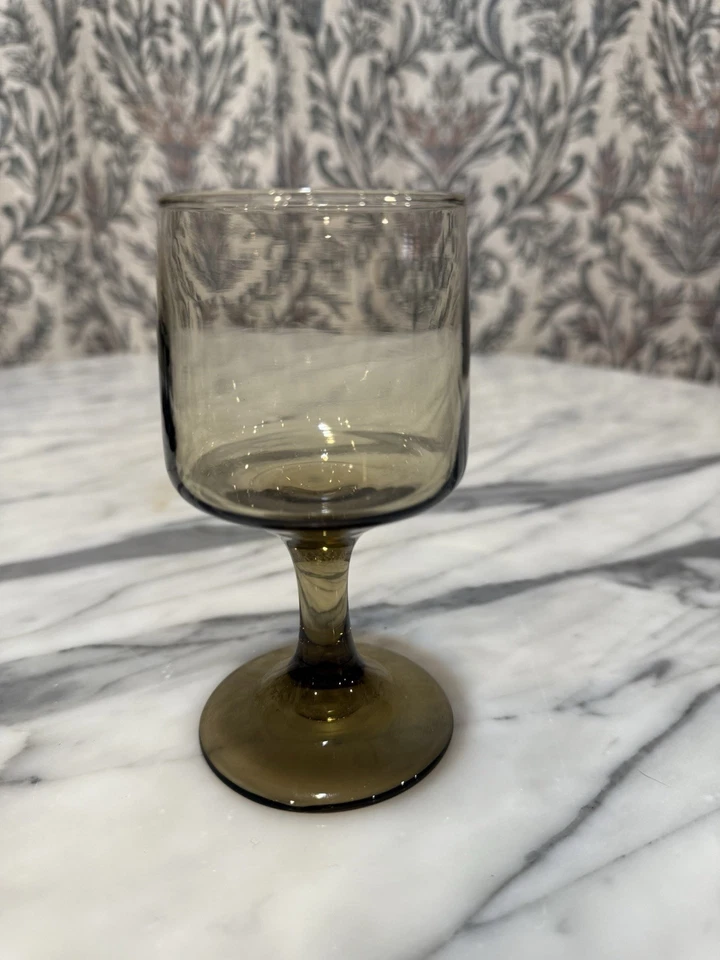 Juego de 12 copas de vino vintage Libbey Tawny Accent ámbar marrón ahumado Foto 3 de 4