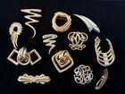 Lot Of 12 Vintage Gold Tone Costume Jewelry Pins