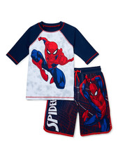 Marvel Spider-Man Rashguard Swim Trunks Set Boy Size 6/7