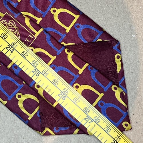 £180 GUCCI HERRENKRAWATTE ROT STEIGBÜGELMUSTER MUSTER LUXUS HERGESTELLT IN ITALIEN Y6 - Bild 13 von 14