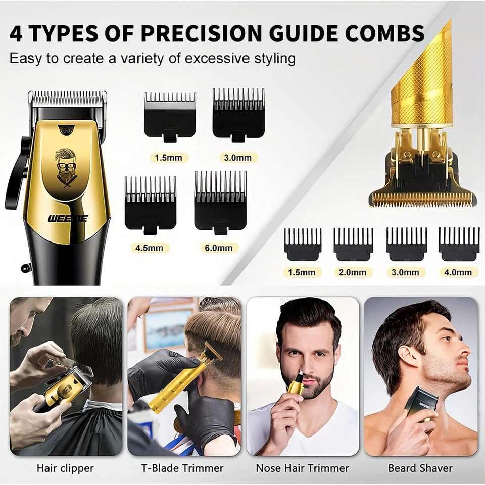 Kits y juegos de cortapelos 4 en 1 para hombre profesional, recortadora de barba Foto 4 de 4