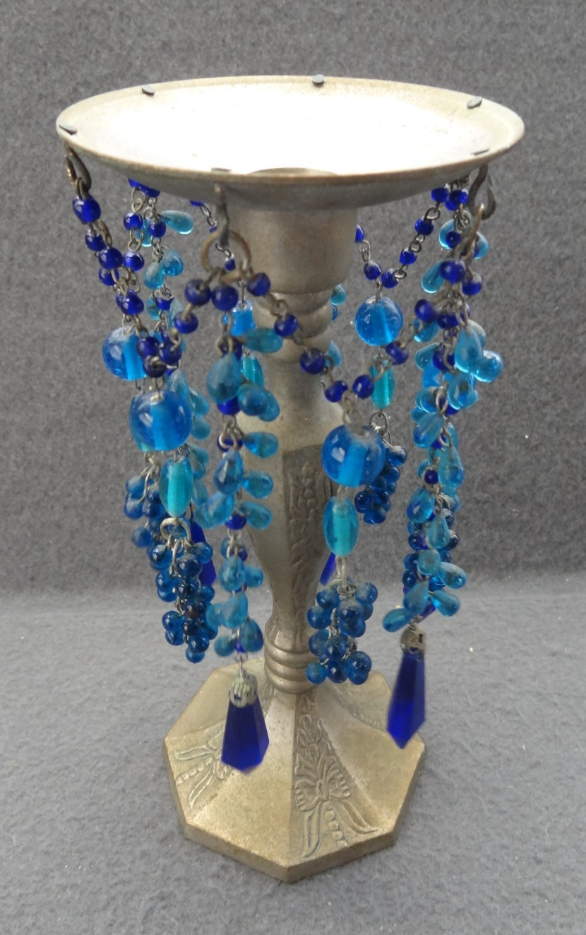 8" Vtg Boho Mcm Blue Metal 90s Y2k Celestial Silver Witchy
