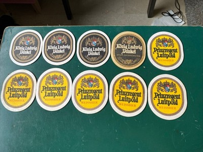 Vintage Bierdeckel 6x Prinzregent Luitpold Weißbier +4 König Ludwig Dunkel, Rar