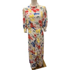 Rixo Target Floral Cascade Ruffle Artsy Maxi Dress Mock Neck Size 12