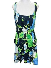 Ralph Lauren Floral Fit & Flare Kentucky derby Dress Blue Multi-color size 14