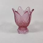 Vintage Fenton Art Glass Cranberry Tulip Votive 4.5"