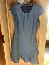Banana Republic Chambray Denim Dress, Short Size 2 Ruffle Hem