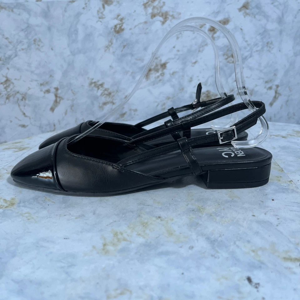 Sapatos femininos Madden NYC tamanho 7M preto conforto slingback carreira sapatilhas de balé - Imagem 4 de 4