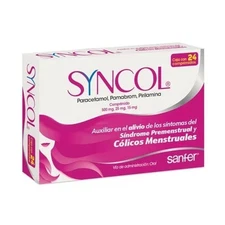 SYNCOL ORAL 24 TABLETAS ALIVIA COLICOS MENSTRUALES MEXICO