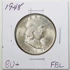 1948 50C Franklin Half Dollar in BU+ Condition FBL Full Bell Lines #6452