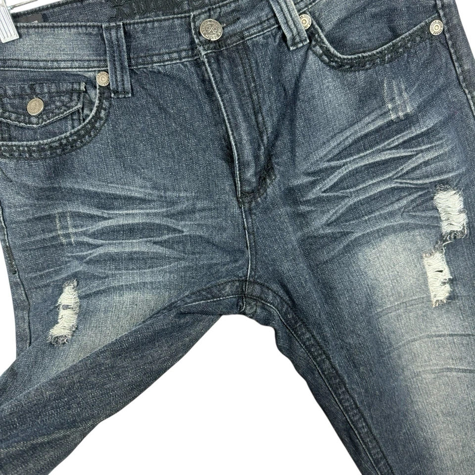 XTREME COUTURE Jeans Mens 34x25.5 Cross Grunge Punk Dark Wash Straight - Image 4 of 4