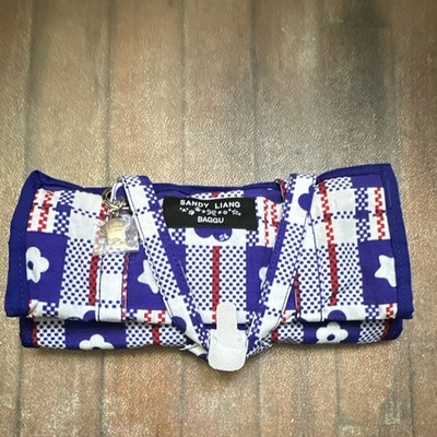 BAGGU Sandy Liang Plaid Shoulder Bag Blue White Red Zip Star Charm Small