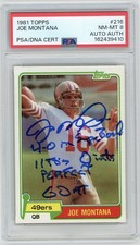 Joe Montana 1981 Topps Signed Rookie Card RC #216 PSA 8 NM-MINT AUTO 49ers HOF