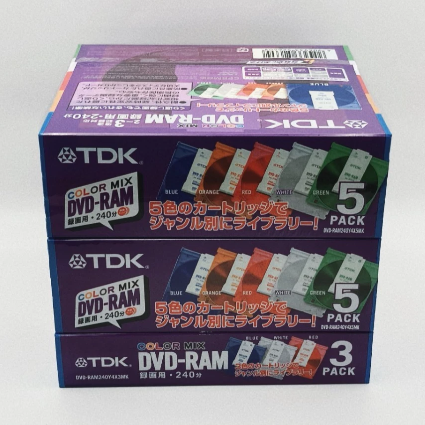 TDK DVD-RAM 9.4 GB COLOR MIX  240 min Type 4 Lot of 13 -New Sealed- from Japan - Image 4 of 4