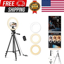 10'' Ring Light with 50'' Extendable Tripod Stand, LED Circle Lights with Pho...