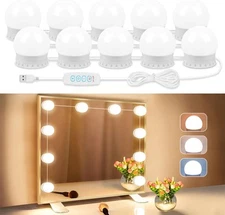 LED Vanity Lights for Mirror, 10 Dimmable Bulbs(White), White 