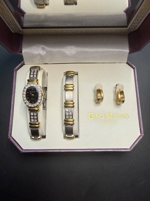 Gino Milano Damen Schmuckset Uhr Armband Ohrringe  Italy Moda