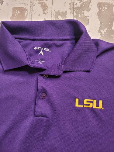 Antigua Men's LSU Polo Style Shirt, Size Large, Purple/Gold - Picture 3 of 6