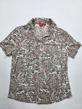 Esprit Womens Paisley Print Button-Up Ruched ...