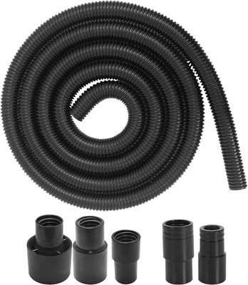 10 Foot Long Dust Collection Power Tool Hose Kit with 5 Fittings/Attachments ...