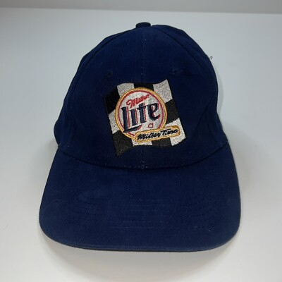 Seba Miller Light Miller Time Ball Cap Blue Racing Flag Dad Baseball Hat Vintage