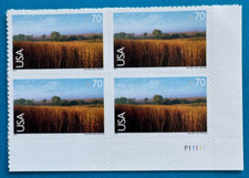 US Stamps Scott C136 70c 2001 Nine-Mile Prairie airmail plt block Mint Fresh