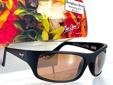 NEW Maui Jim PEAHI Matte Black Rubber POLARIZED Bronze GLASS Sunglass H202-2M